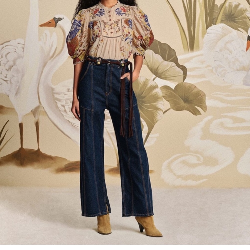 NWT Farm Rio Dark Denim High Waist Snips Pants